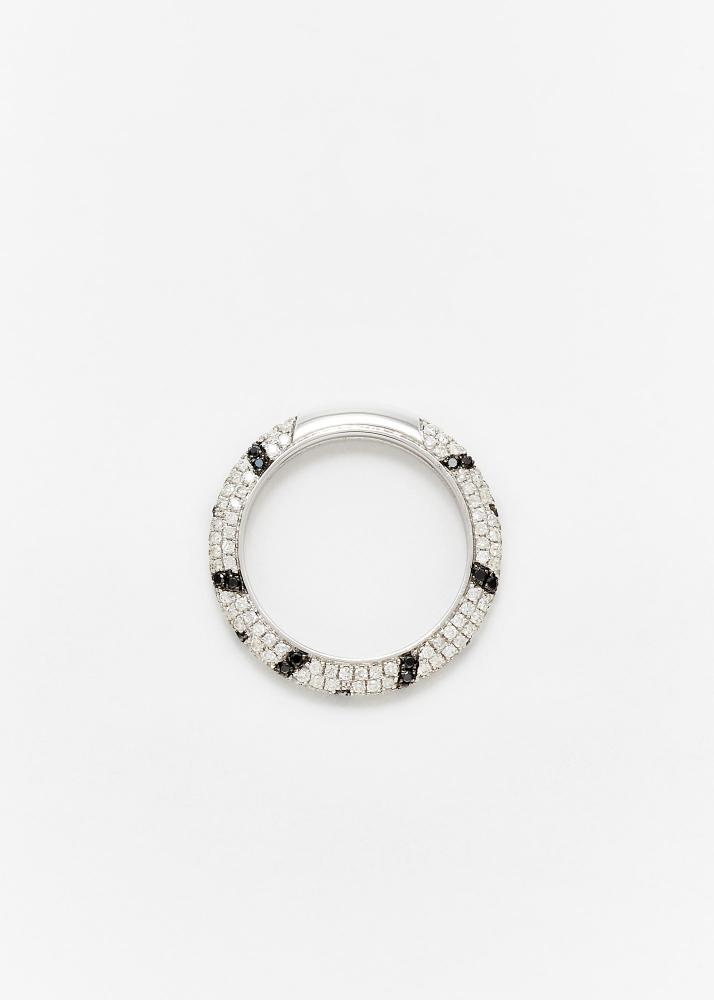 Yvonne Léon Mini Alliance Zèbre Diamants Or Blanc