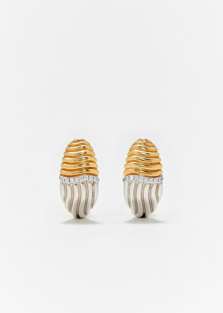 Yvonne Léon Paire De Créoles Berlingot Vague 2 Ors