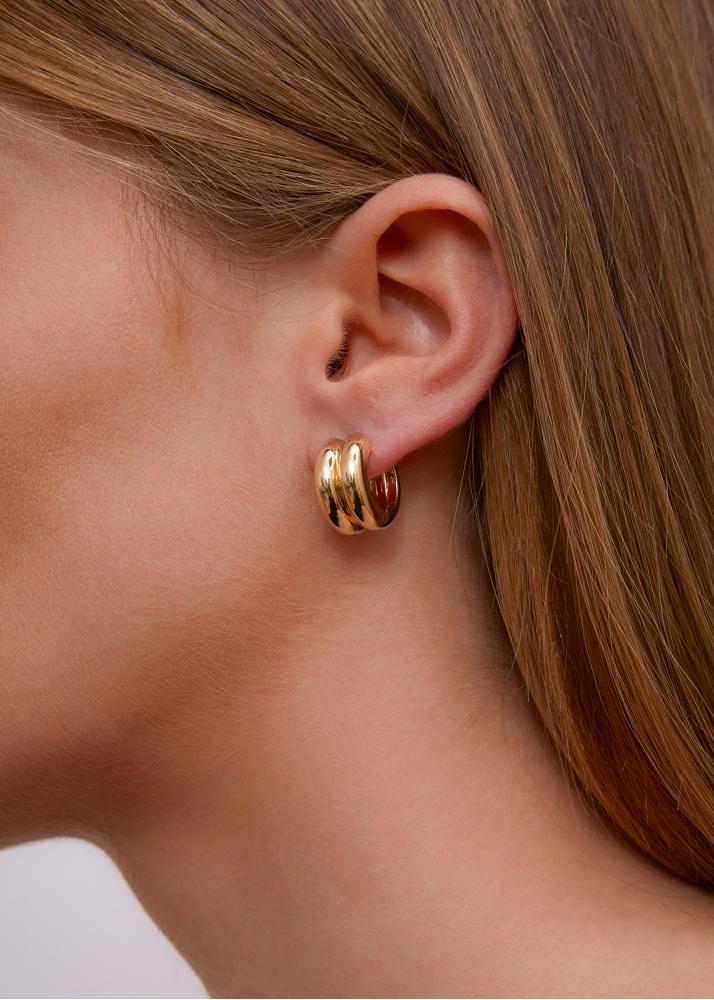 Yvonne Léon Paire De Créoles Bouées Gold Or Jaune