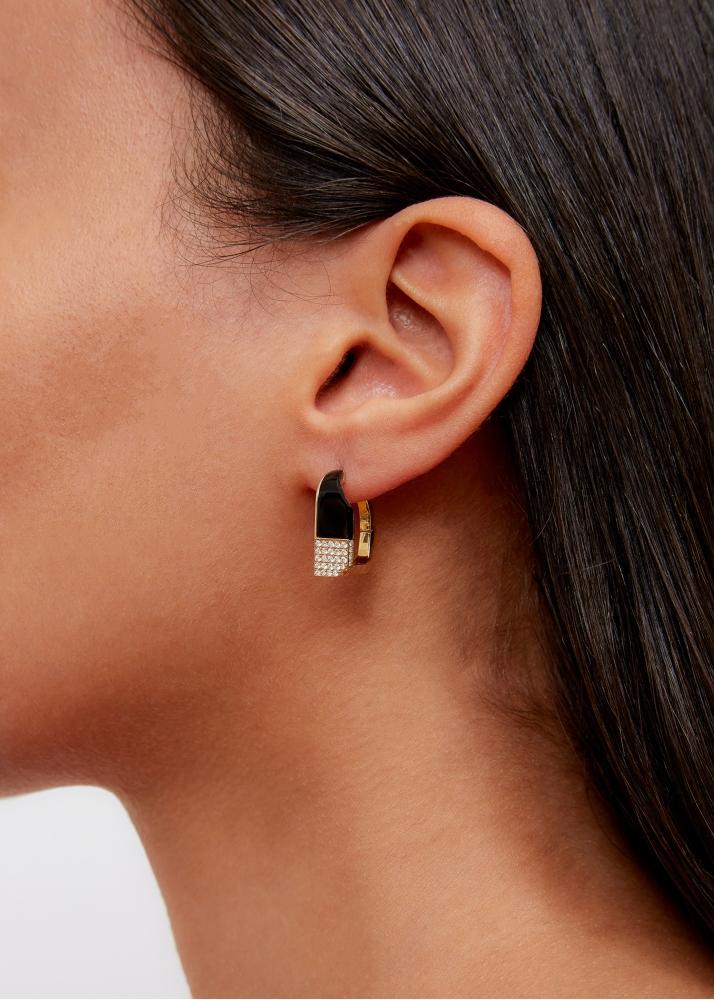 Yvonne Léon Paire De Créoles Damier Onyx Or Jaune