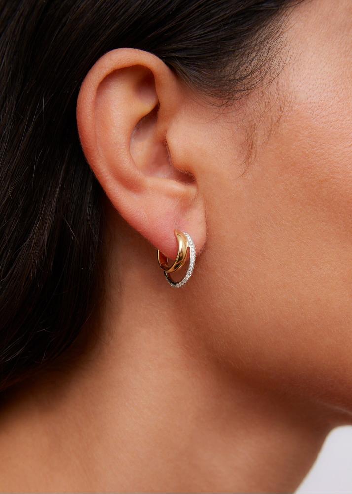 Yvonne Léon Paire De Créoles Décalées Pm 2 Ors