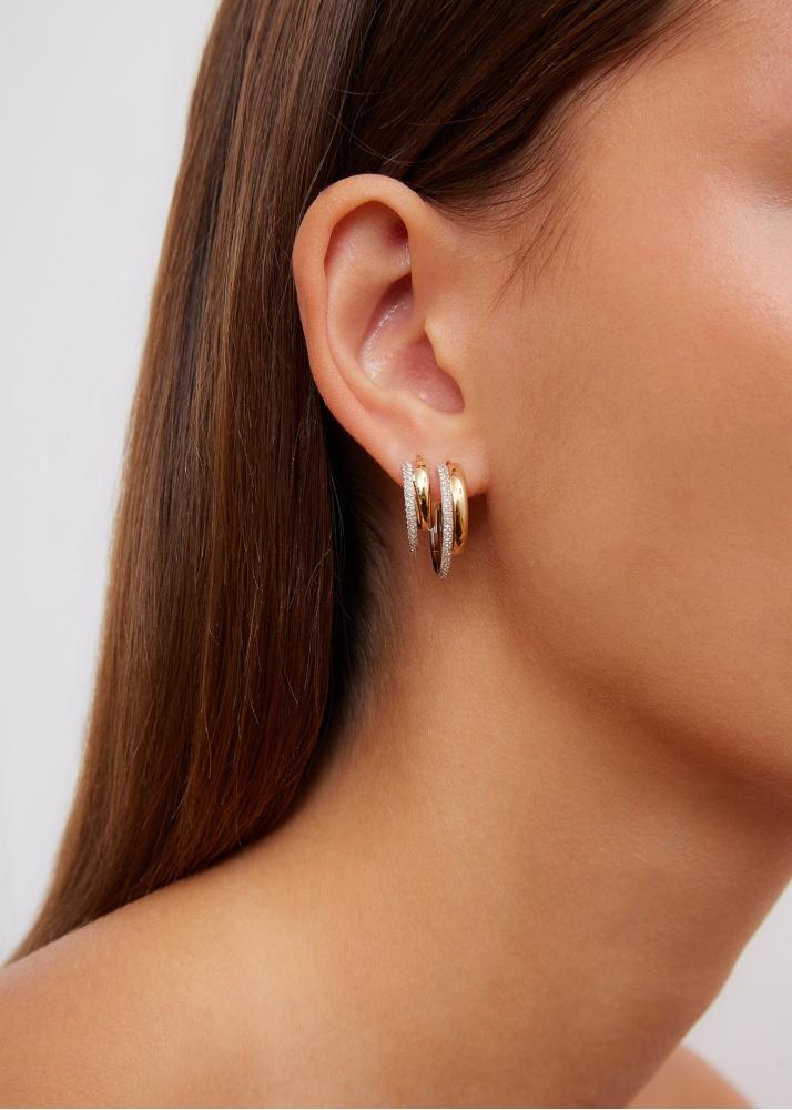 Yvonne Léon Paire De Créoles Décalées Pm 2 Ors