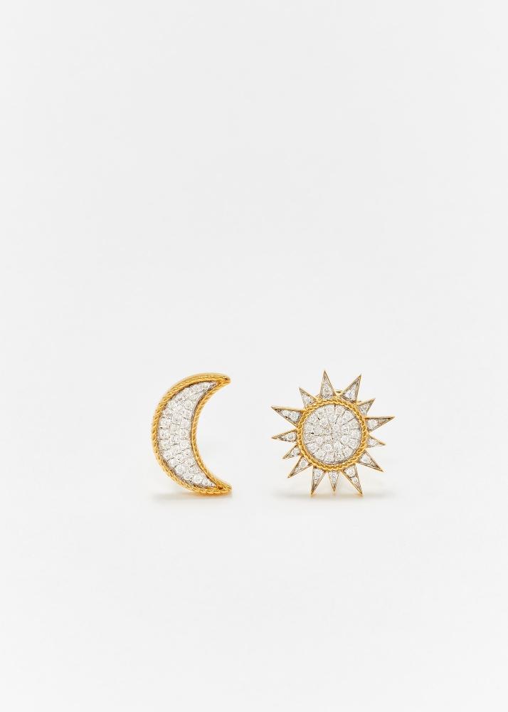 yvonne léon paire de puces soleil & lune or jaune