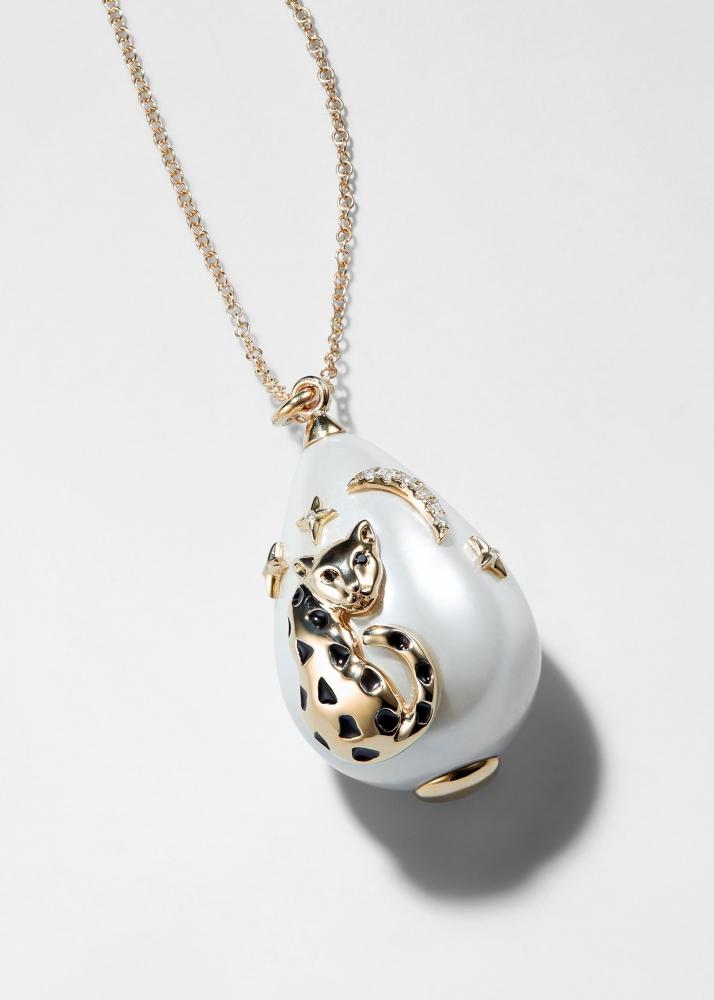 Yvonne Léon Pendentif Perle "belle De Nuit" Or Jaune
