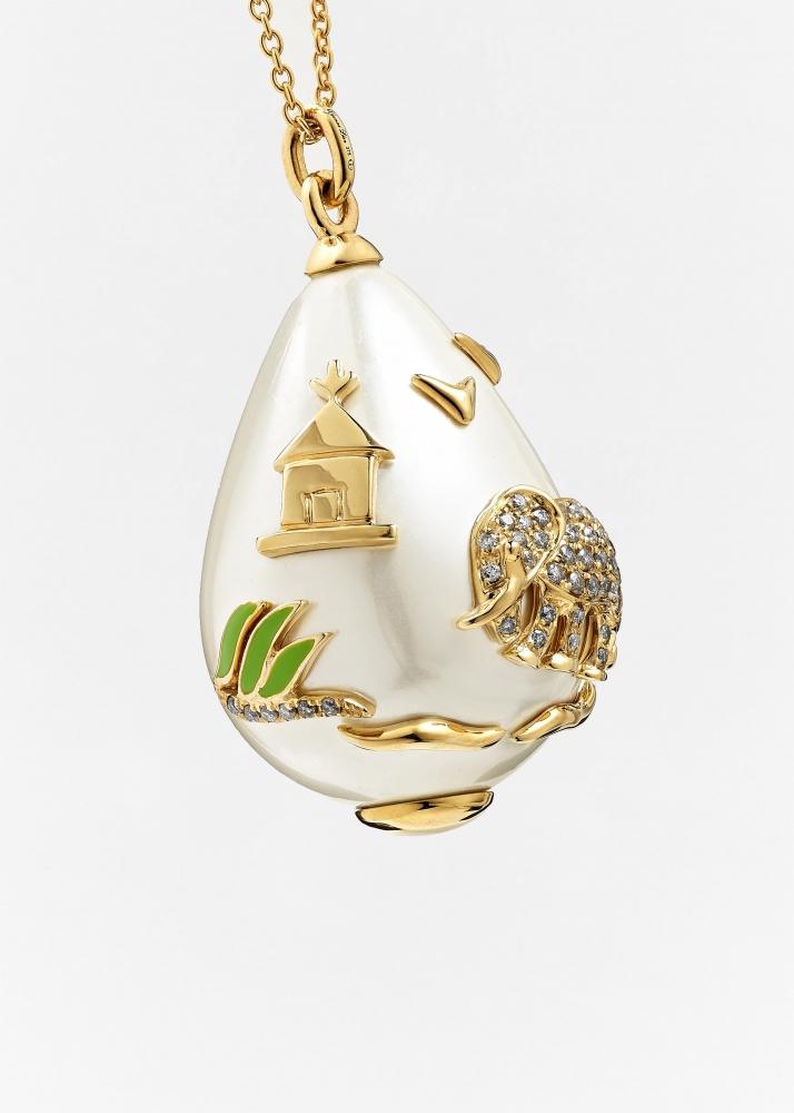 Yvonne Léon Pendentif Perle "safari" Or Jaune