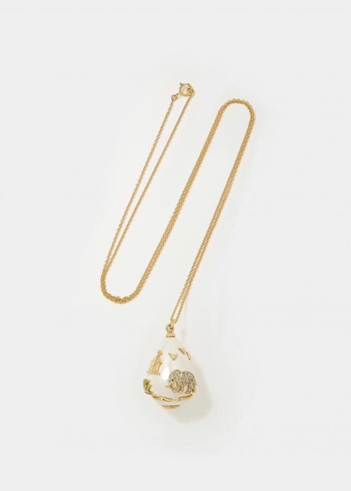 yvonne léon pendentif perle "safari" or jaune