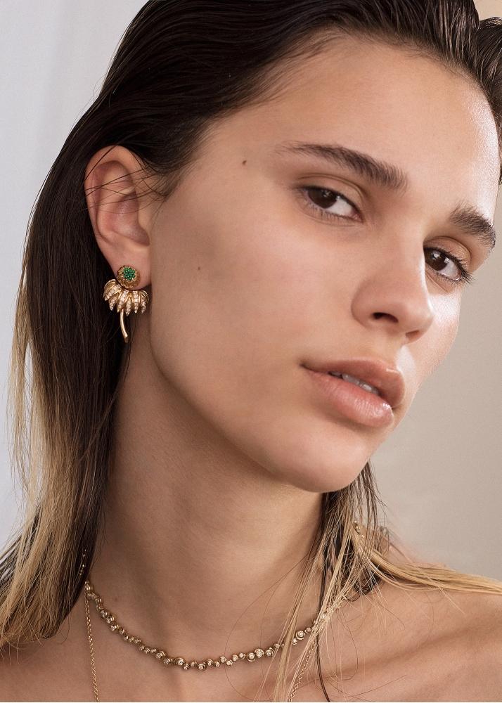 Yvonne Léon Puce & Dessous Dahlia Malachite Or Jaune