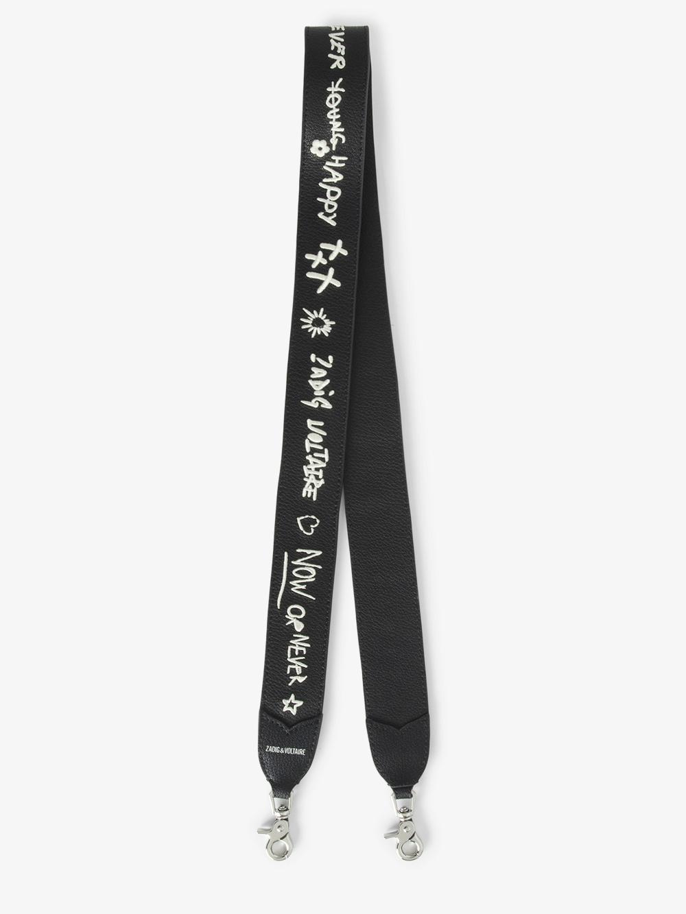 zadig & voltaire Bandoulière Bandoulière ajustable en cuir grainé tagué avec signature ailes