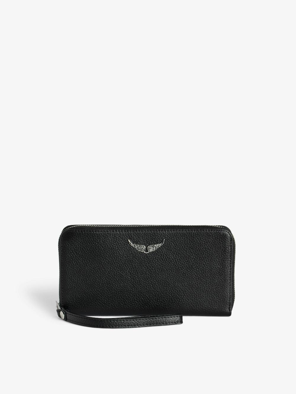 zadig & voltaire Portefeuille Compagnon Portefeuille en cuir grainé orné d'un charm ailes