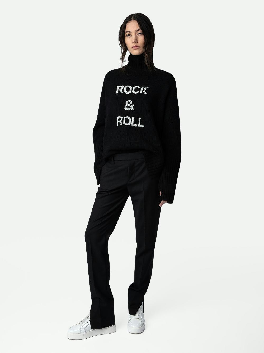 zadig & voltaire Pull Alma 100% Laine Mérinos Pull Rock & Roll en 100% laine noir