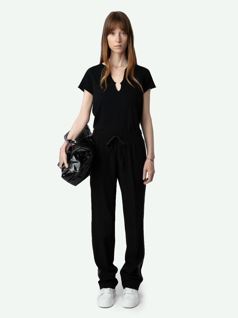 zadig & voltaire Tunisien Tuni Tunisien en coton biologique à manches courtes message "Be Kind To Your Mind" à l'intérieur et ailes ZV à strass au dos