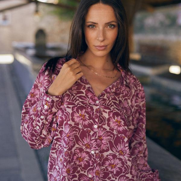 Zen Ethic Chemise Alka Paloma - 100% Coton - Rose Framboise