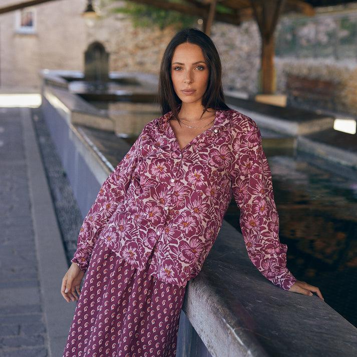 zen ethic Chemise Alka Paloma - 100% coton - Rose framboise