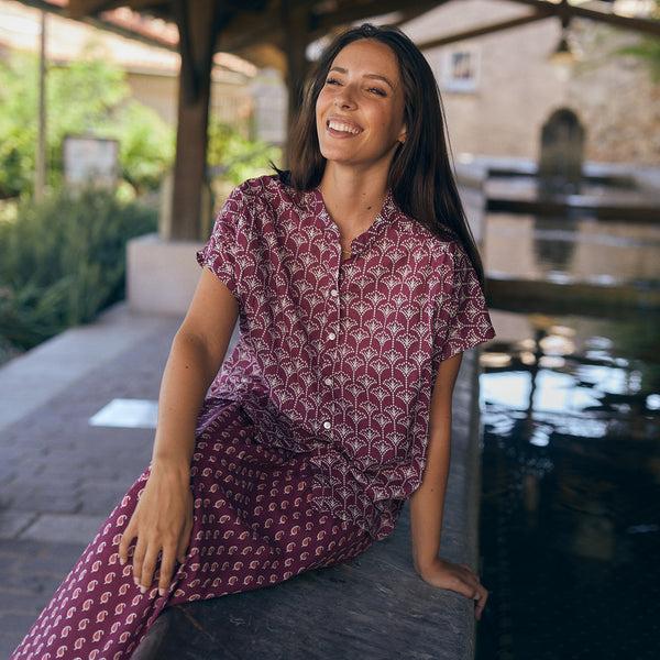 Zen Ethic Chemise Azale Morgiou 100% Coton - Rose Framboise
