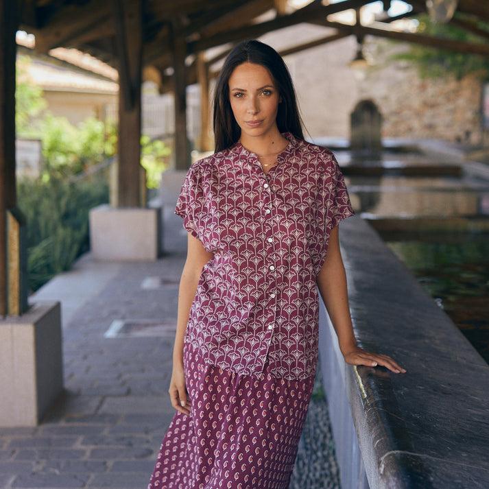 zen ethic Chemise Azale Morgiou 100% Coton - Rose framboise