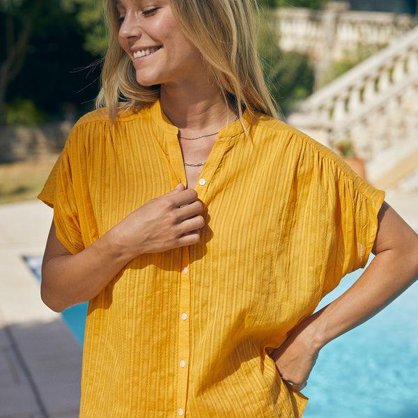 Zen Ethic Chemise Azale Shirt Unie 100% Coton - Jaune Orange