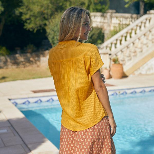 Zen Ethic Chemise Azale Shirt Unie 100% Coton - Jaune Orange