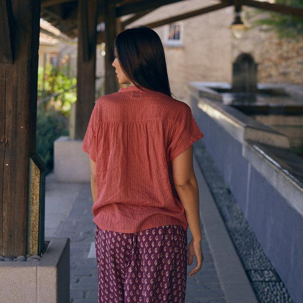 Zen Ethic Chemise Azale Shirt Unie 100% Coton - Rose Fraise