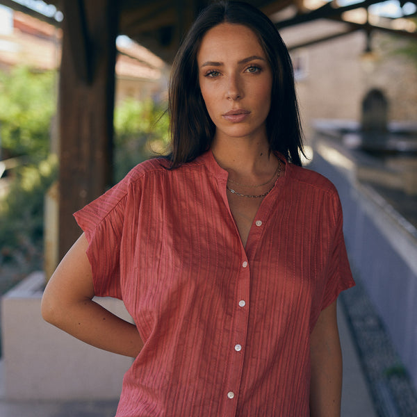 Zen Ethic Chemise Azale Shirt Unie 100% Coton - Rose Fraise