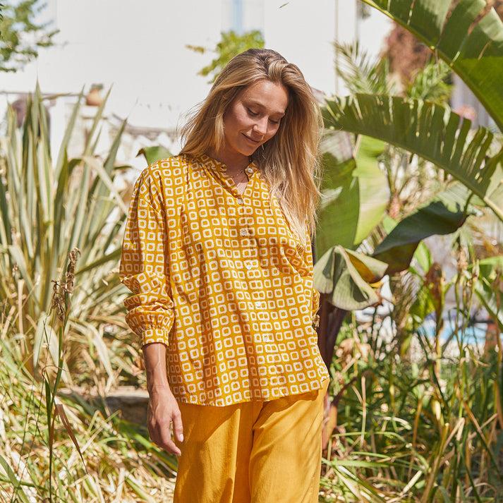 zen ethic Chemise Camille Frioul 100% Coton - jaune orange
