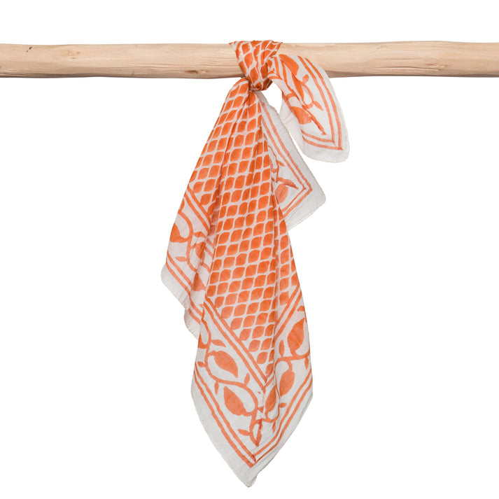 zen ethic Foulard Bandana Cobra 100% Cotton Blockprint - Orange