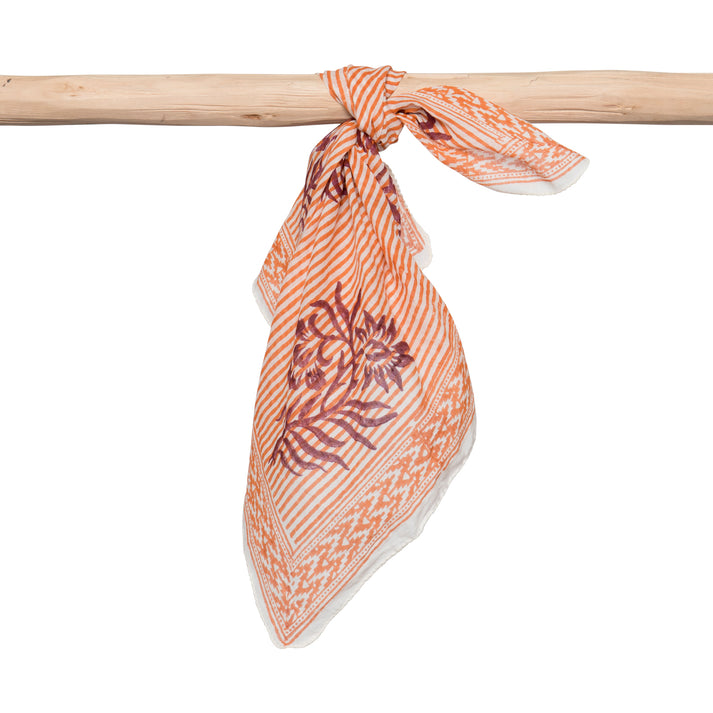 zen ethic Foulard Bandana Cruise 100% Cotton Blockprint - Orange