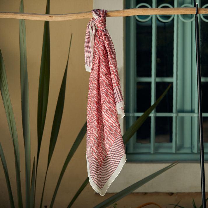 zen ethic Foulard Carré Madrague 100% Coton BIO - rose