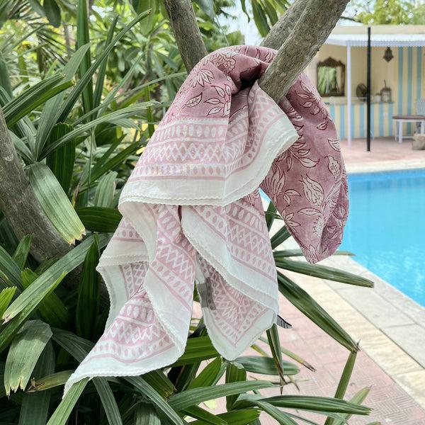 Zen Ethic Foulard Carré Portissol 100% Coton BIO - Rose