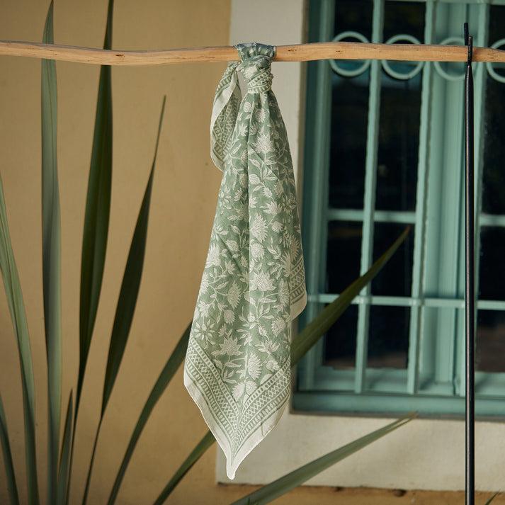 zen ethic Foulard Carré Portissol 100% Coton BIO - Vert