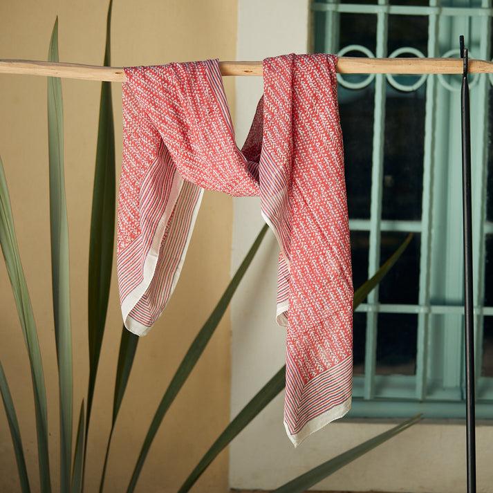 zen ethic Grande Echarpe ou Pareo Madrague 100% Coton BIO - Rose