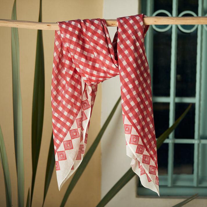 zen ethic Grande Echarpe ou Pareo Prado 100% Coton BIO - rose