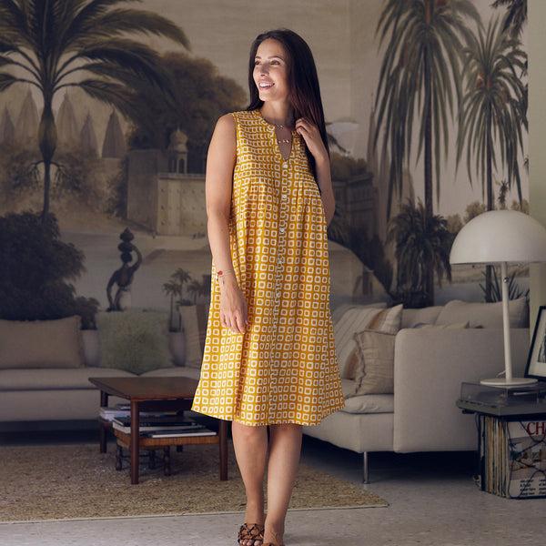 Zen Ethic Robe Agathe Frioul 100% Coton - Jaune Orange