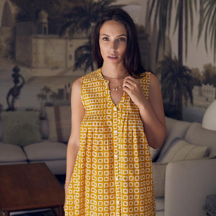 zen ethic Robe Agathe Frioul 100% Coton - jaune orange