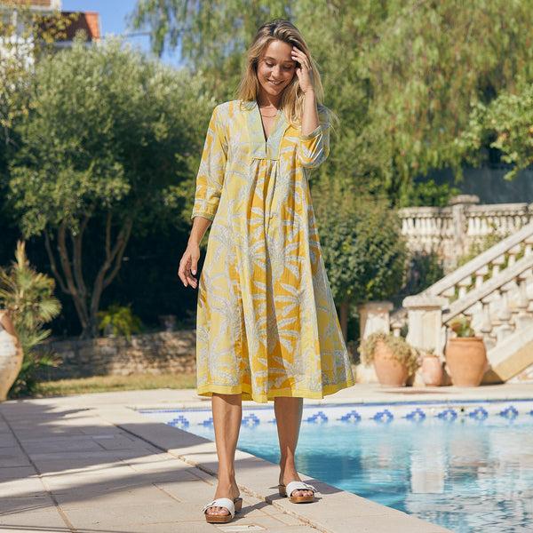 Zen Ethic Robe Anaelle Mejean 100% Coton - Jaune Orange