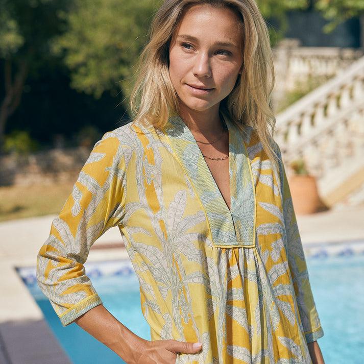 zen ethic Robe Anaelle Mejean 100% Coton - jaune orange
