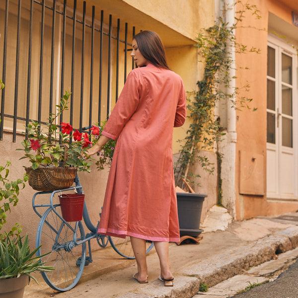 Zen Ethic Robe Anaelle Unie 100% Coton - Rose Framboise