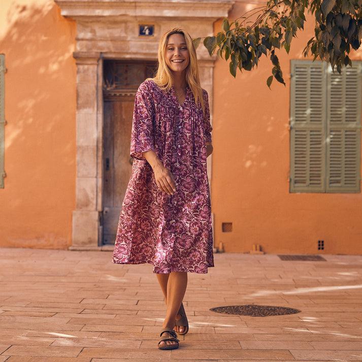 zen ethic Robe Angie Paloma 100% Coton - Rose framboise