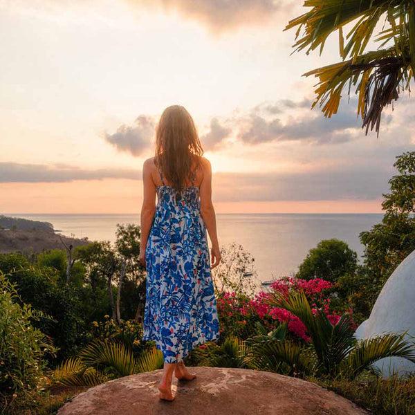 Zen Ethic Robe Bretelles Nina Lokobe 100% Coton - Bleu