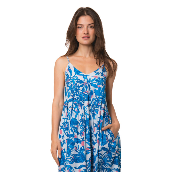 Zen Ethic Robe Bretelles Nina Lokobe 100% Coton - Bleu