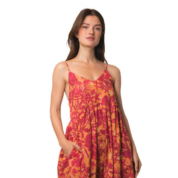 Zen Ethic Robe Bretelles Nina Lokobe 100% Coton - Orange