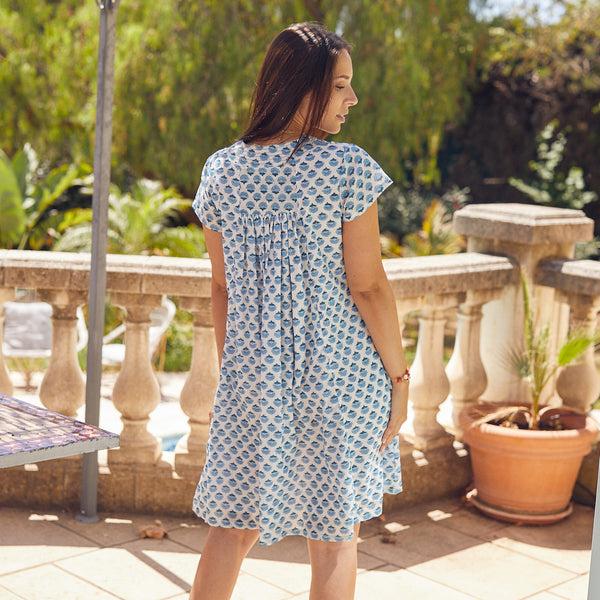 Zen Ethic Robe Iris Col V Gigaro 100% Coton BIO - Bleu