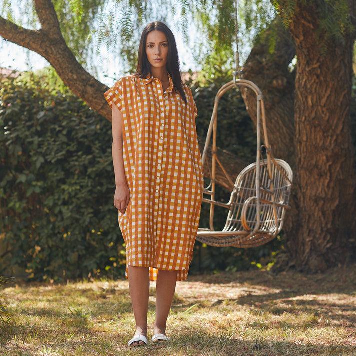 zen ethic Robe Marguerite Prado 100% Coton BIO - Orange