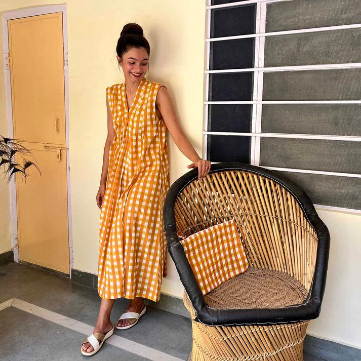 zen ethic Robe Miana Prado 100% Coton BIO - jaune orange