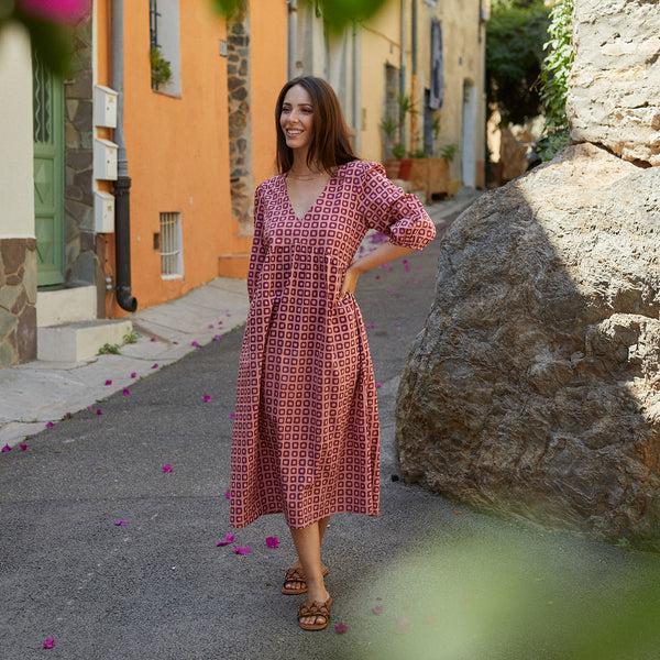 Zen Ethic Robe Rosa Frioul 100% Coton - Rose Framboise