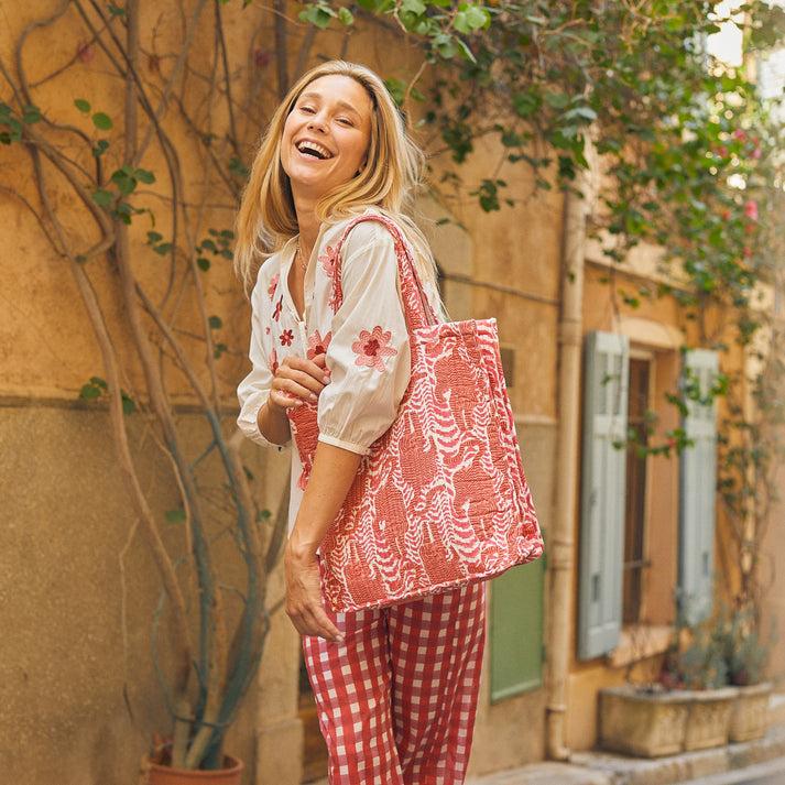 zen ethic Tote Bag matelassé Tiger 100% Coton BIO - Rose