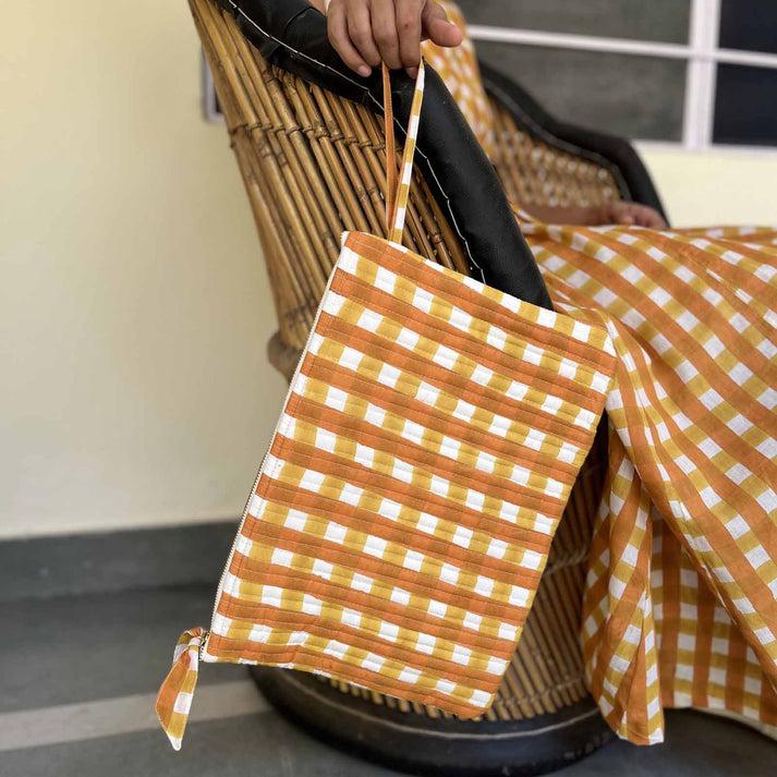 zen ethic Trousse ordi A4 Prado 100% coton bio - Orange