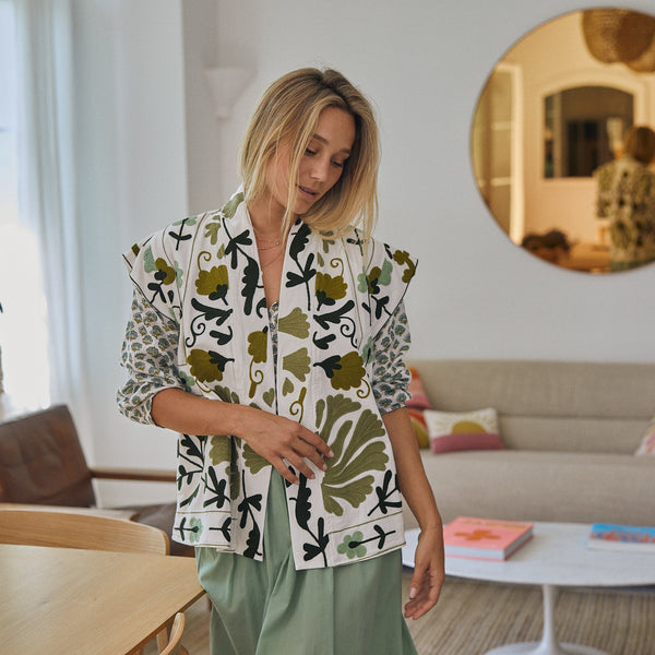 Zen Ethic Veste Sans Manches Maelle Brodées 100% Coton BIO - Vert