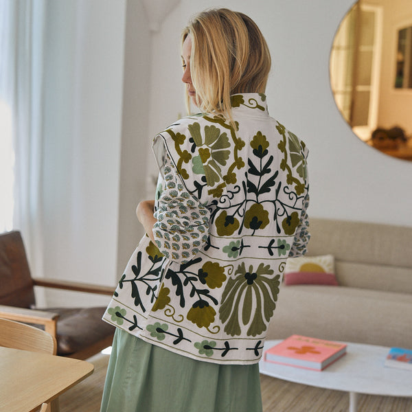 Zen Ethic Veste Sans Manches Maelle Brodées 100% Coton BIO - Vert