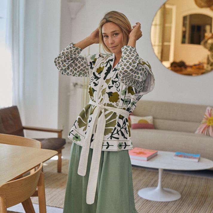 zen ethic Veste sans manches Maelle brodées 100% coton BIO - Vert