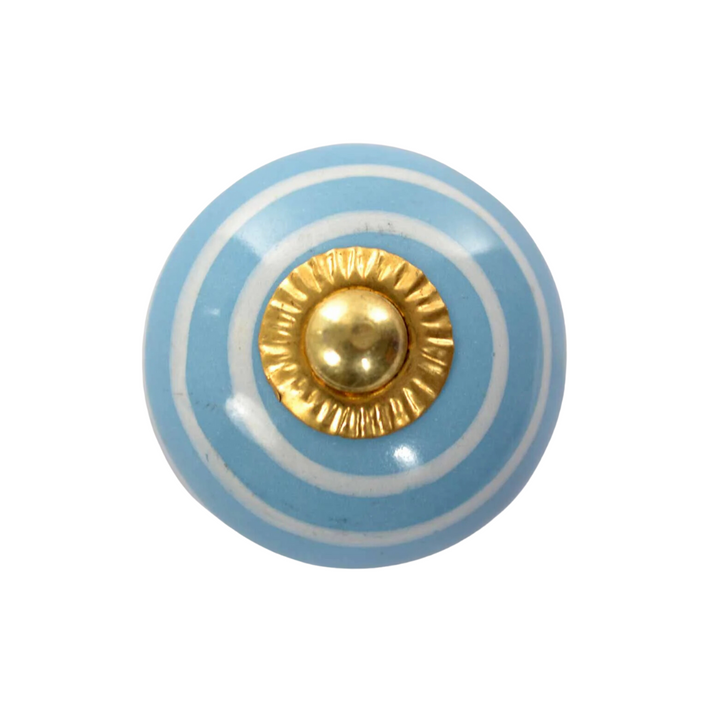 zen ethic Bouton de meuble Rayé - Turquoise